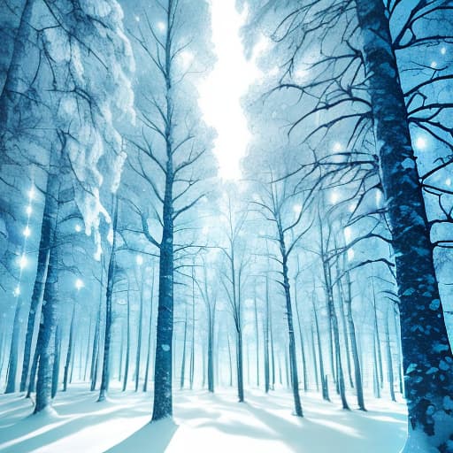  Snowy forest. Glowing. Pastelton. Clear. Sparkling. Beautiful. Gradation