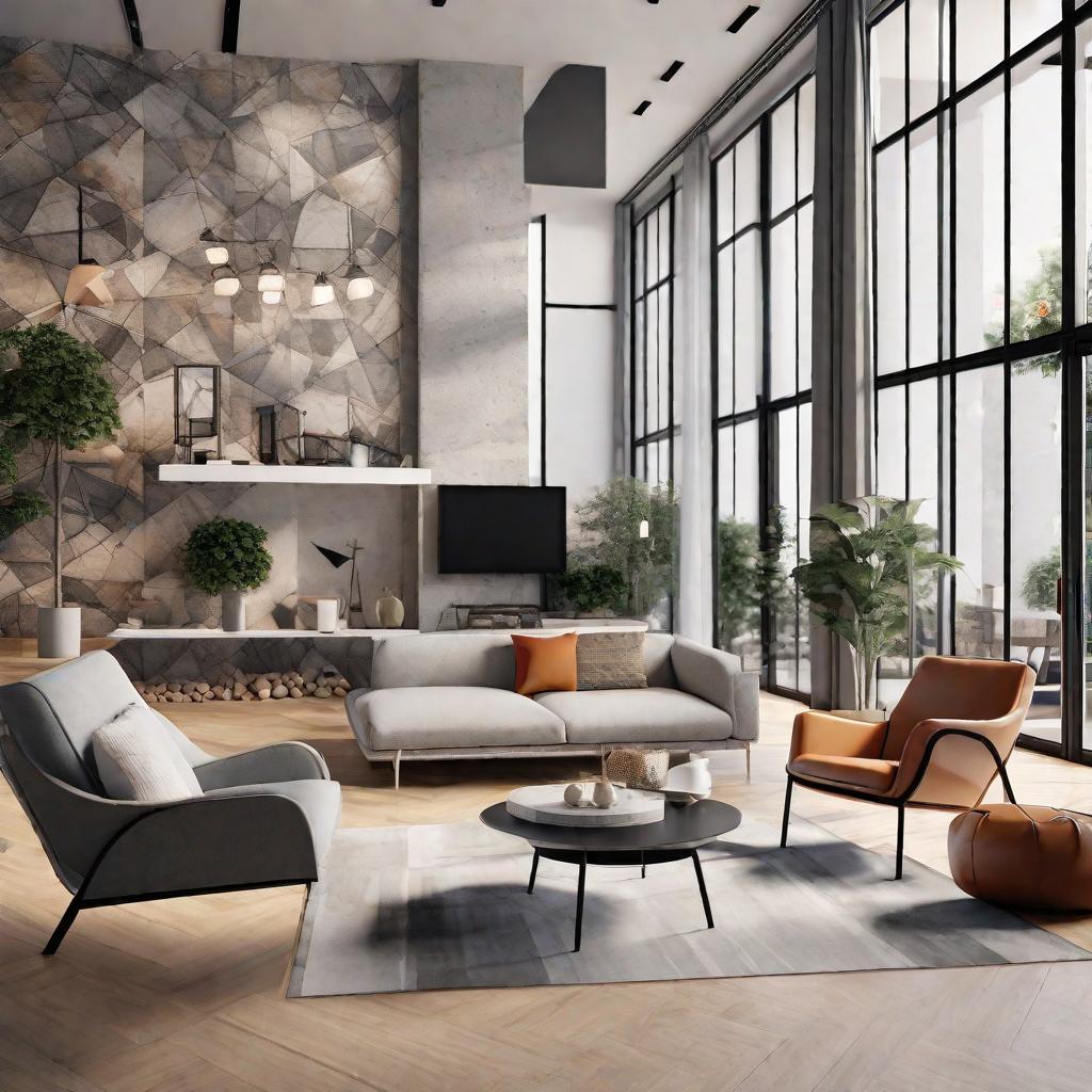  masterpiece, best quality, Best Quality, Masterpiece, 8k resolution,high resolution concept art of an apartment living room with floor to ceiling windows and modern furniture