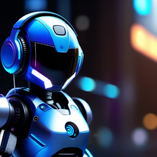  A Cute AI Chatbot Robot with a Mic and Headphones, Portrait, HD, Gorgeous, 1080p, Cyberpunk, Futuristic World, Cyberpunk World, 12k, High-Quality, Extremely-Detailed, Blurred Background, Unrealsitic hyperrealistic, full body, detailed clothing, highly detailed, cinematic lighting, stunningly beautiful, intricate, sharp focus, f/1. 8, 85mm, (centered image composition), (professionally color graded), ((bright soft diffused light)), volumetric fog, trending on instagram, trending on tumblr, HDR 4K, 8K