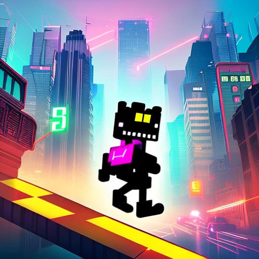 nvinkpunk geometry dash level hyperrealistic, full body, detailed clothing, highly detailed, cinematic lighting, stunningly beautiful, intricate, sharp focus, f/1. 8, 85mm, (centered image composition), (professionally color graded), ((bright soft diffused light)), volumetric fog, trending on instagram, trending on tumblr, HDR 4K, 8K