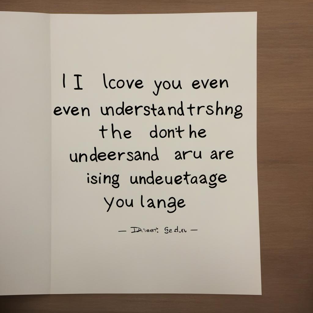  "I love you even though I don't understand the language you are using."