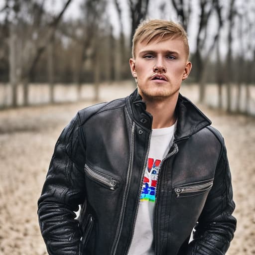 portrait+ style Russian queer IFBB blonde hunk dude face