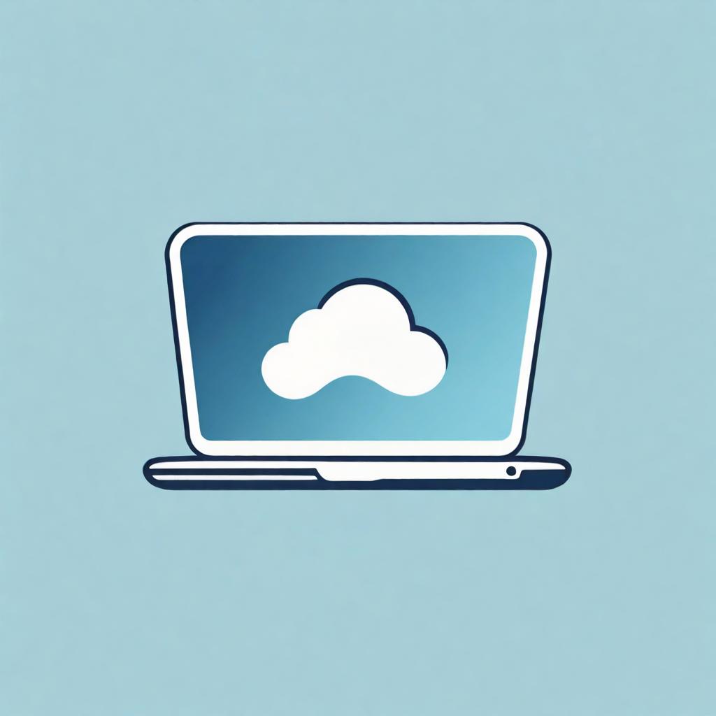  a cute minimalist laptop logo with blue and white color