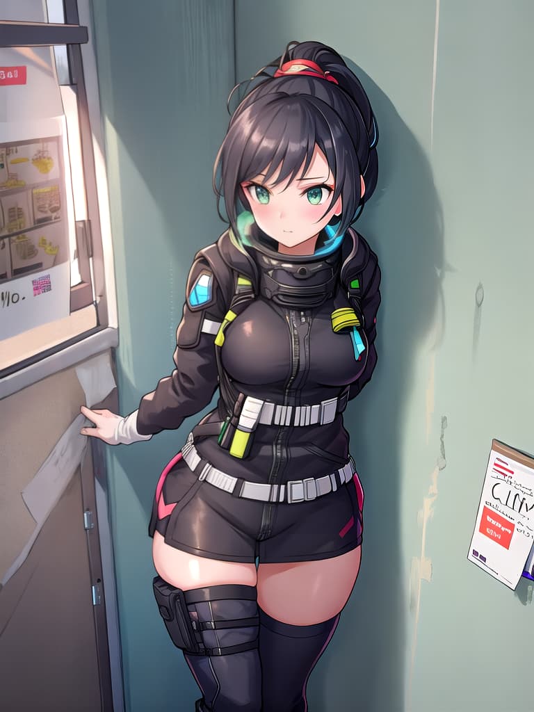  Wraith from apex legends stuck in a wall, hot, thicc,