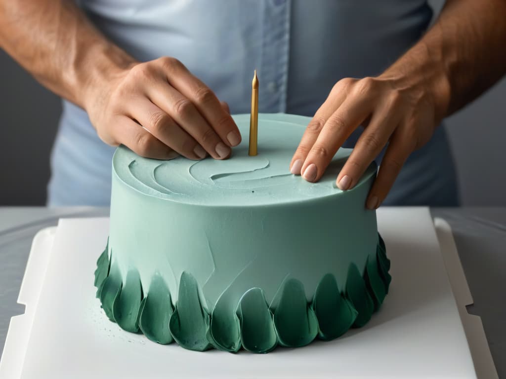  An ultradetailed, minimalist image of a pair of hands delicately sculpting a fondant figure, showcasing the intricate process of fondant modeling for beginners. The hands are elegantly positioned, capturing the essence of professionalism and precision in the art of fondant sculpting. The image is in crisp focus, highlighting the fine details of the fondant figure taking shape under the skilled touch of the artist's hands. hyperrealistic, full body, detailed clothing, highly detailed, cinematic lighting, stunningly beautiful, intricate, sharp focus, f/1. 8, 85mm, (centered image composition), (professionally color graded), ((bright soft diffused light)), volumetric fog, trending on instagram, trending on tumblr, HDR 4K, 8K