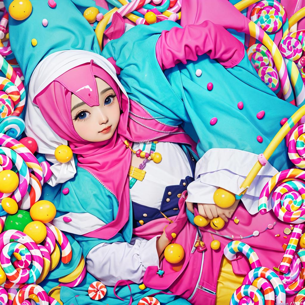  in a Candyland style, hijab