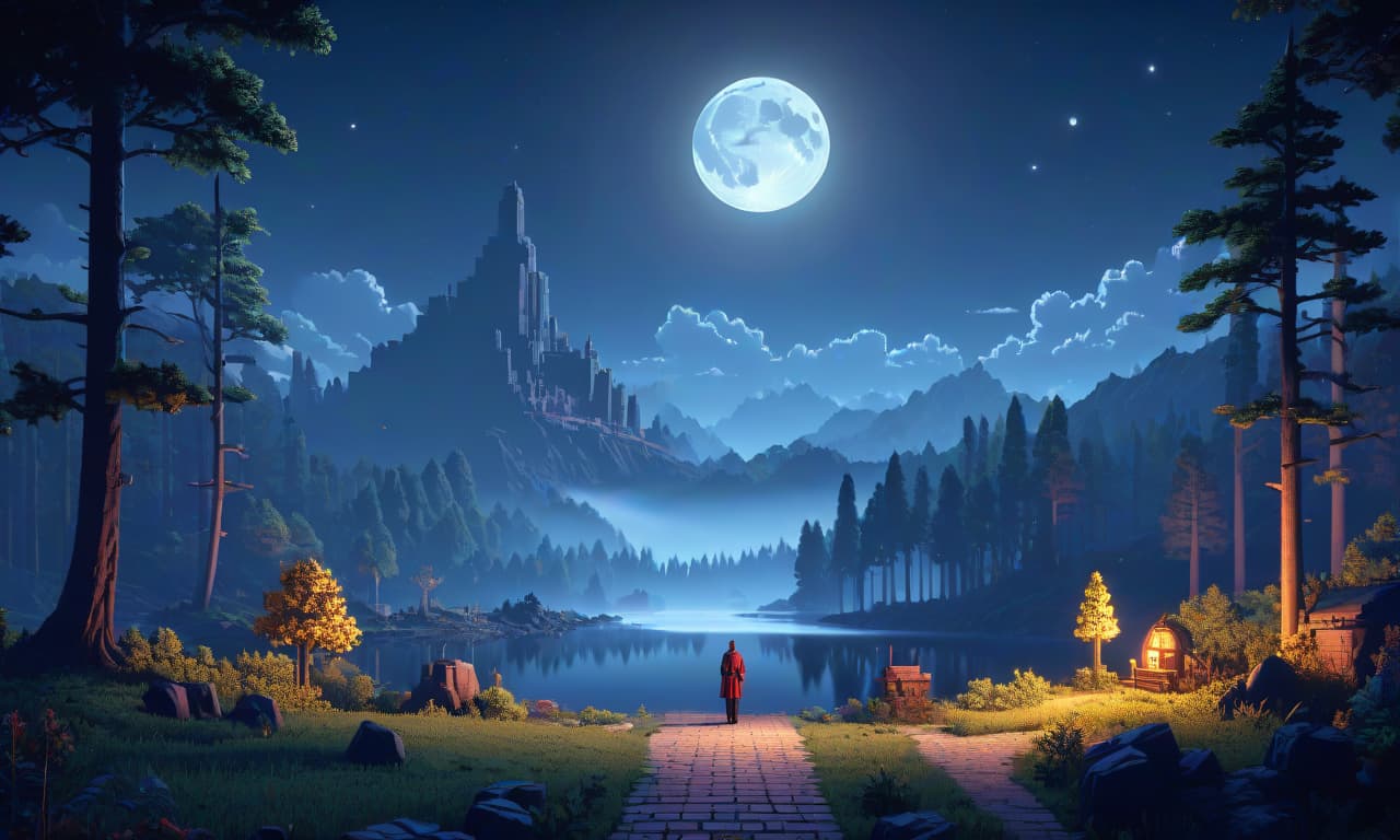  pixel art 16 bit, night,only background, moon, without trees, without mountains, game . low res, blocky, pixel art style, 8 bit graphics hyperrealistic, full body, detailed clothing, highly detailed, cinematic lighting, stunningly beautiful, intricate, sharp focus, f/1. 8, 85mm, (centered image composition), (professionally color graded), ((bright soft diffused light)), volumetric fog, trending on instagram, trending on tumblr, HDR 4K, 8K