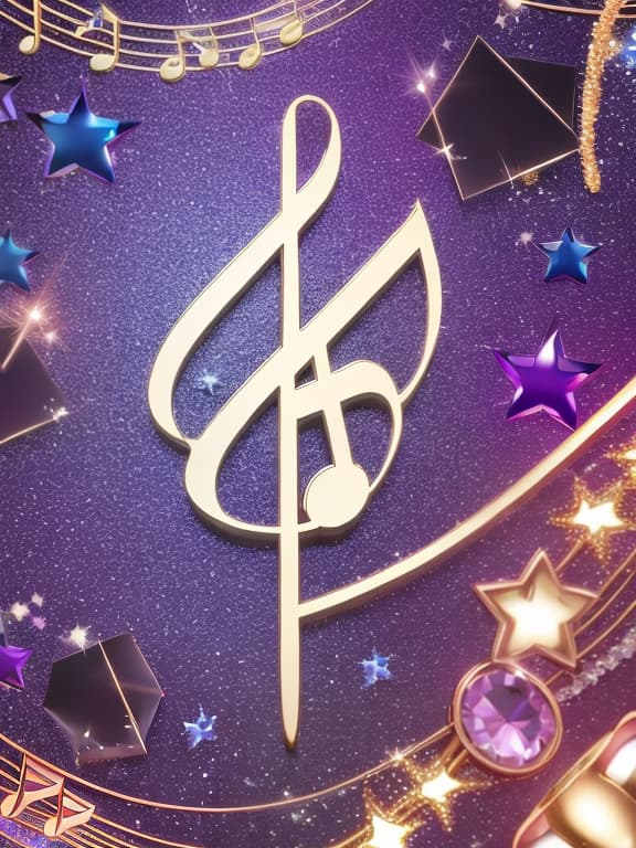  Cute musical notes and sparkling stars and gems wallpaper