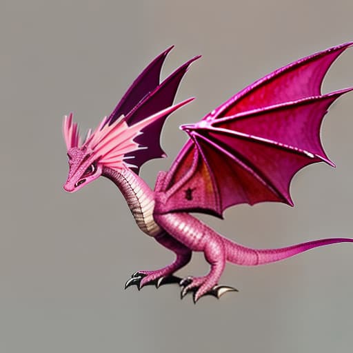  Pink and red small pink dragon with wings and with a saddle