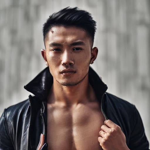 portrait+ style Asian nabba queer brunette hunk dude face