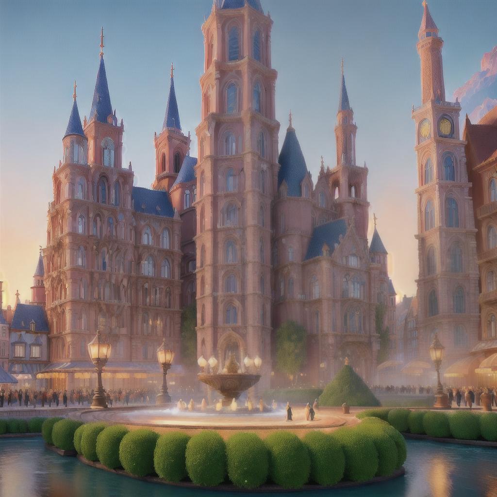  ((Masterpiece)), (((best quality))), 8k, high detailed, ultra-detailed. A Disney cartoon-style colorful city village. Main elements: (a vibrant town square with a grand fountain), (cobblestone streets lined with charming shops), (a whimsical clock tower with moving figures), (colorful hot air balloons floating in the sky), (children playing in a lively park). hyperrealistic, full body, detailed clothing, highly detailed, cinematic lighting, stunningly beautiful, intricate, sharp focus, f/1. 8, 85mm, (centered image composition), (professionally color graded), ((bright soft diffused light)), volumetric fog, trending on instagram, trending on tumblr, HDR 4K, 8K
