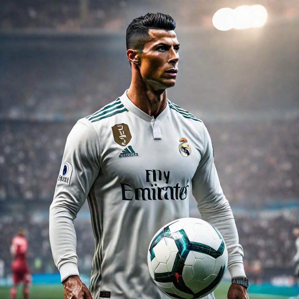  Cr7 hyperrealistic, full body, detailed clothing, highly detailed, cinematic lighting, stunningly beautiful, intricate, sharp focus, f/1. 8, 85mm, (centered image composition), (professionally color graded), ((bright soft diffused light)), volumetric fog, trending on instagram, trending on tumblr, HDR 4K, 8K