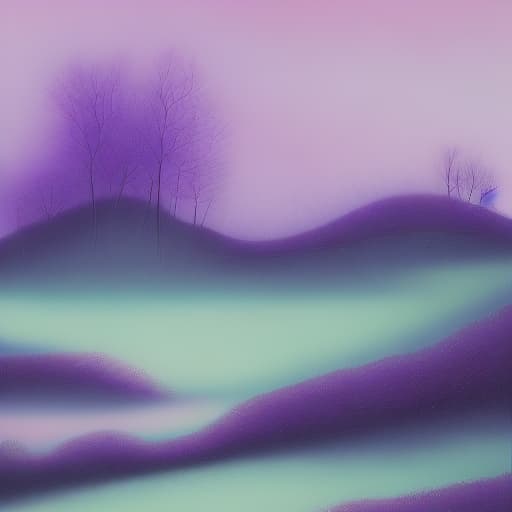  Dreamlike and surrealistic landscape in purple tones