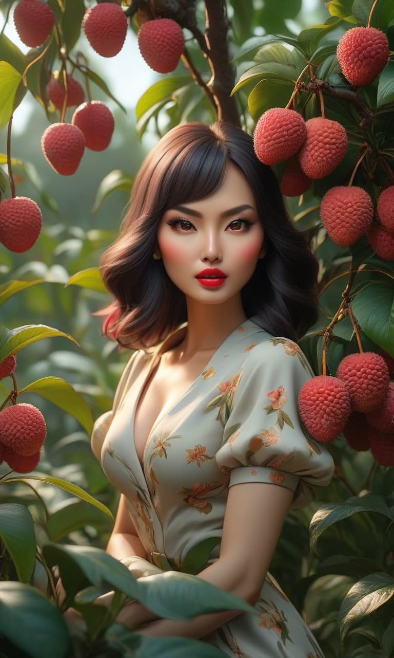  hyperrealistic art Garden with a lot of lychee fruits . extremely high resolution details, photographic, realism pushed to extreme, fine texture, incredibly lifelike hyperrealistic, full body, detailed clothing, highly detailed, cinematic lighting, stunningly beautiful, intricate, sharp focus, f/1. 8, 85mm, (centered image composition), (professionally color graded), ((bright soft diffused light)), volumetric fog, trending on instagram, trending on tumblr, HDR 4K, 8K