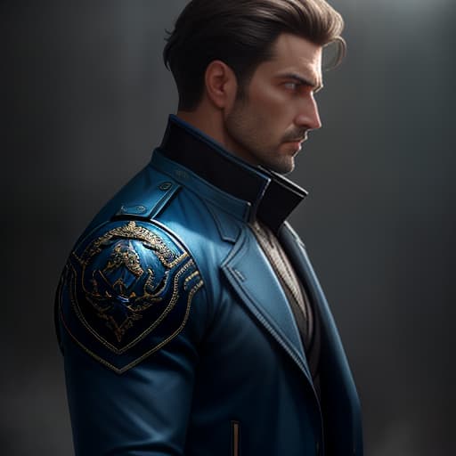  A man in a blue jacket, looking disheartened and brooding, Is seen in profile, his quality is high. [influence on the meaning: 70%] [The sentence remains slightly unclear, and the strength of the translation is determined by the context in which it appears. The tone seems to be a mixture of sadness and introspection.] hyperrealistic, full body, detailed clothing, highly detailed, cinematic lighting, stunningly beautiful, intricate, sharp focus, f/1. 8, 85mm, (centered image composition), (professionally color graded), ((bright soft diffused light)), volumetric fog, trending on instagram, trending on tumblr, HDR 4K, 8K