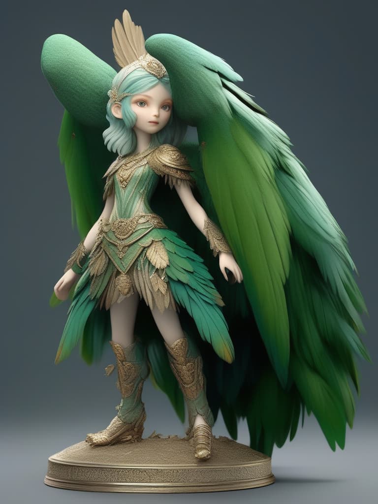  Green hair character Harpy, bird like legs, whole body feathers covered, masterpiece, best quality,8k,ultra detailed,high resolution,an extremely delicate and beautiful,hyper detail