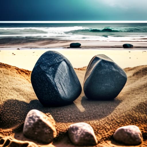 estilovintedois Couple of rocks sitting on top of a sandy beach