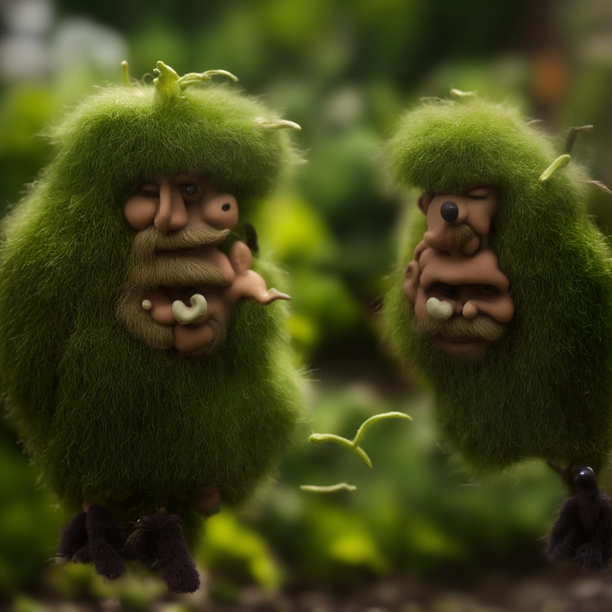  grumpy hairy vegetable gnomes in the garden hyperrealistic, full body, detailed clothing, highly detailed, cinematic lighting, stunningly beautiful, intricate, sharp focus, f/1. 8, 85mm, (centered image composition), (professionally color graded), ((bright soft diffused light)), volumetric fog, trending on instagram, trending on tumblr, HDR 4K, 8K