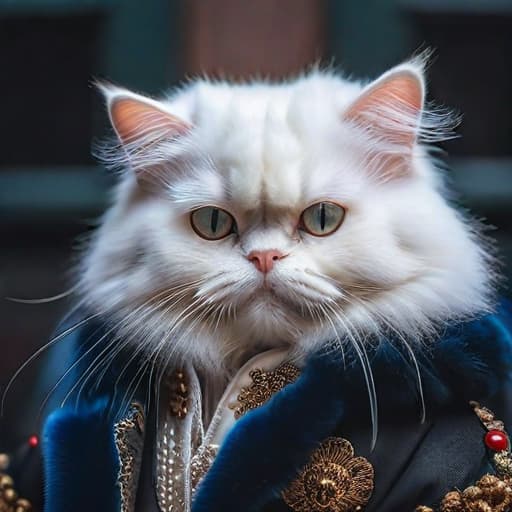  cat hyperrealistic, full body, detailed clothing, highly detailed, cinematic lighting, stunningly beautiful, intricate, sharp focus, f/1. 8, 85mm, (centered image composition), (professionally color graded), ((bright soft diffused light)), volumetric fog, trending on instagram, trending on tumblr, HDR 4K, 8K