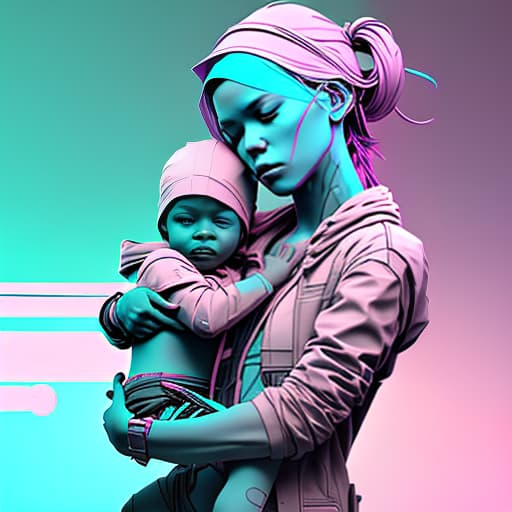 nvinkpunk there is a woman holding a baby in her arms with a text overlay that reads with all love, zbrush contest winner, zbrush central contest winner, inspired by Anna Dittmann, inspired by Fabien Charuau, 3