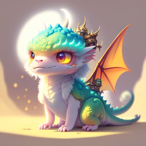 in OliDisco style fluffy cute dragon