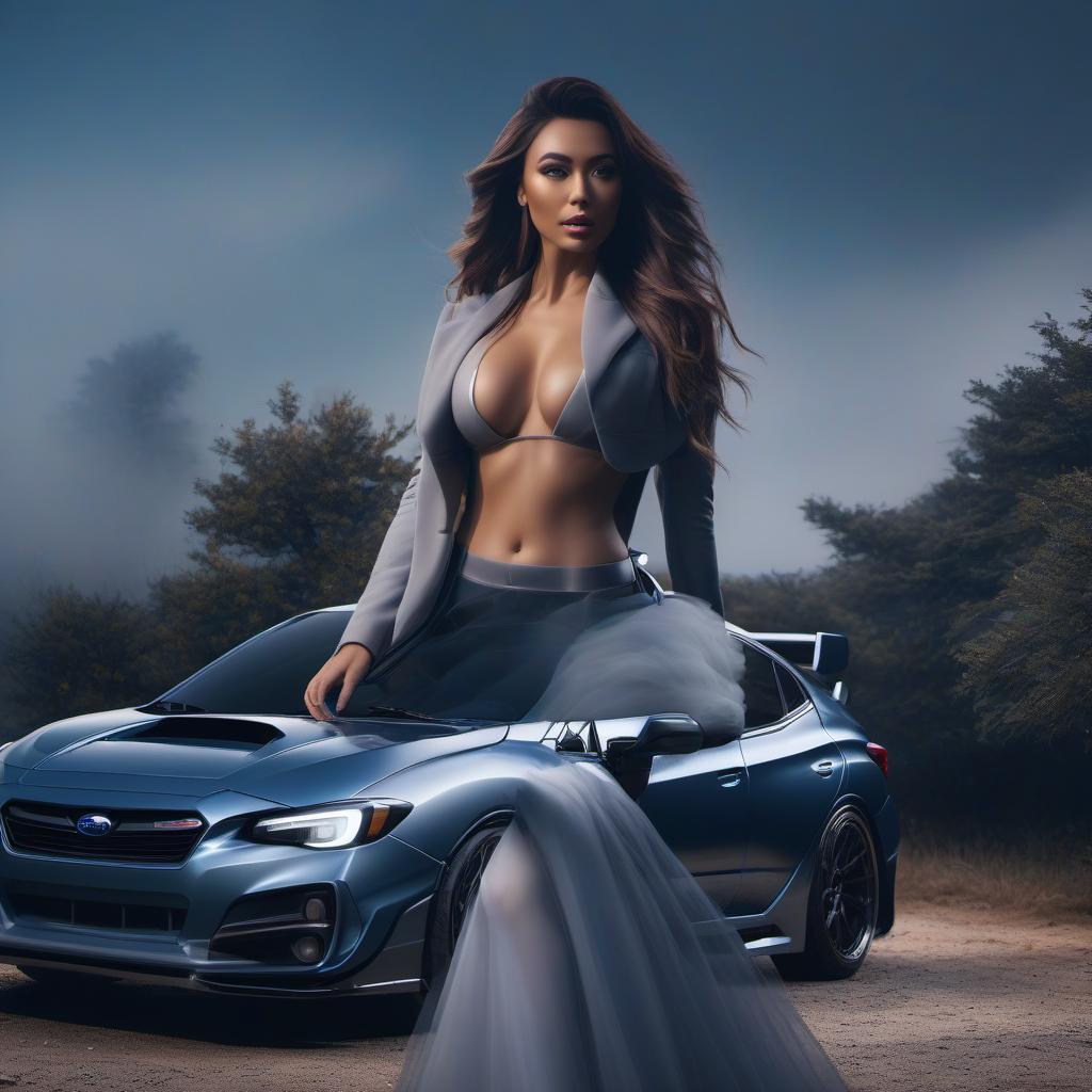  "How would a Subaru Impreza look like a girl?" hyperrealistic, full body, detailed clothing, highly detailed, cinematic lighting, stunningly beautiful, intricate, sharp focus, f/1. 8, 85mm, (centered image composition), (professionally color graded), ((bright soft diffused light)), volumetric fog, trending on instagram, trending on tumblr, HDR 4K, 8K