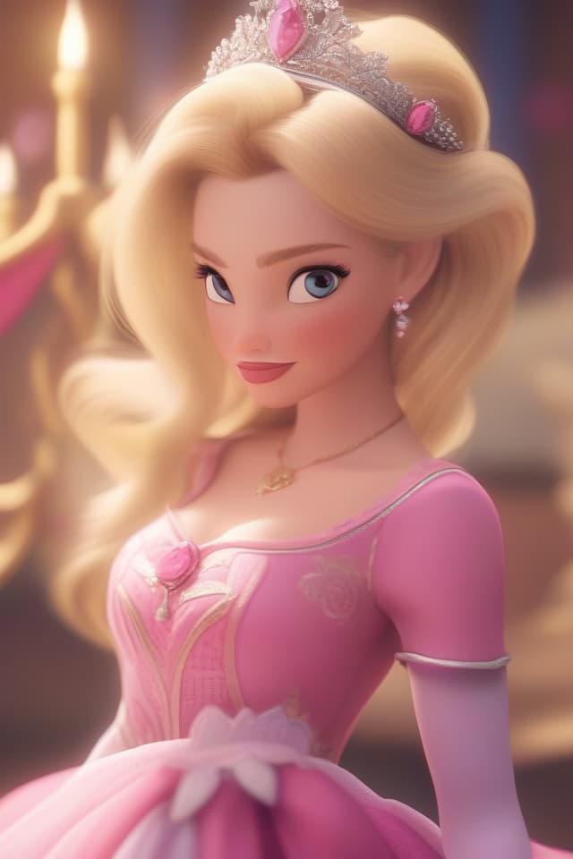  ultra detailed:1.2,masterpiece:1.2,best quality,masterpiece,bestquality,hdr:1.1,8k:1.1,very cute woman :1.3,Disney:1.3,Sleeping Beauty:1.3,pink dress,blonde hair,tiara,cowboy shot: 1.3