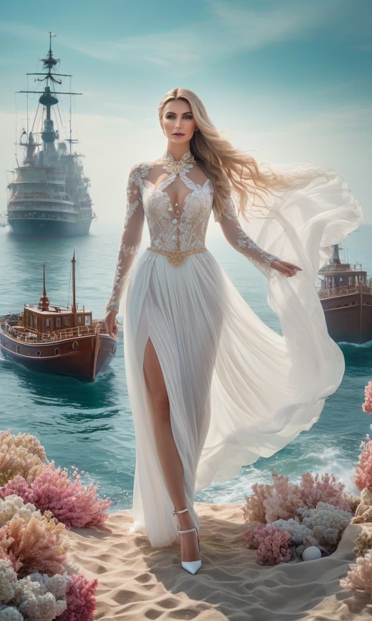  nautical themed The world has lost its mind! A haze in pastel tones. An incredible abstract fairy tale picture of the world, bright colors mixed with reality and the world. . sea, ocean, ships, maritime, beach, marine life, highly detailed hyperrealistic, full body, detailed clothing, highly detailed, cinematic lighting, stunningly beautiful, intricate, sharp focus, f/1. 8, 85mm, (centered image composition), (professionally color graded), ((bright soft diffused light)), volumetric fog, trending on instagram, trending on tumblr, HDR 4K, 8K