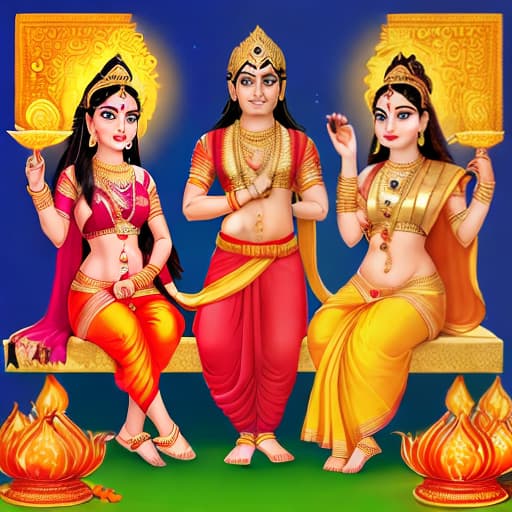  Make a poster on Diwali with characters Sri Ram, Sita ji, Lakshman ji