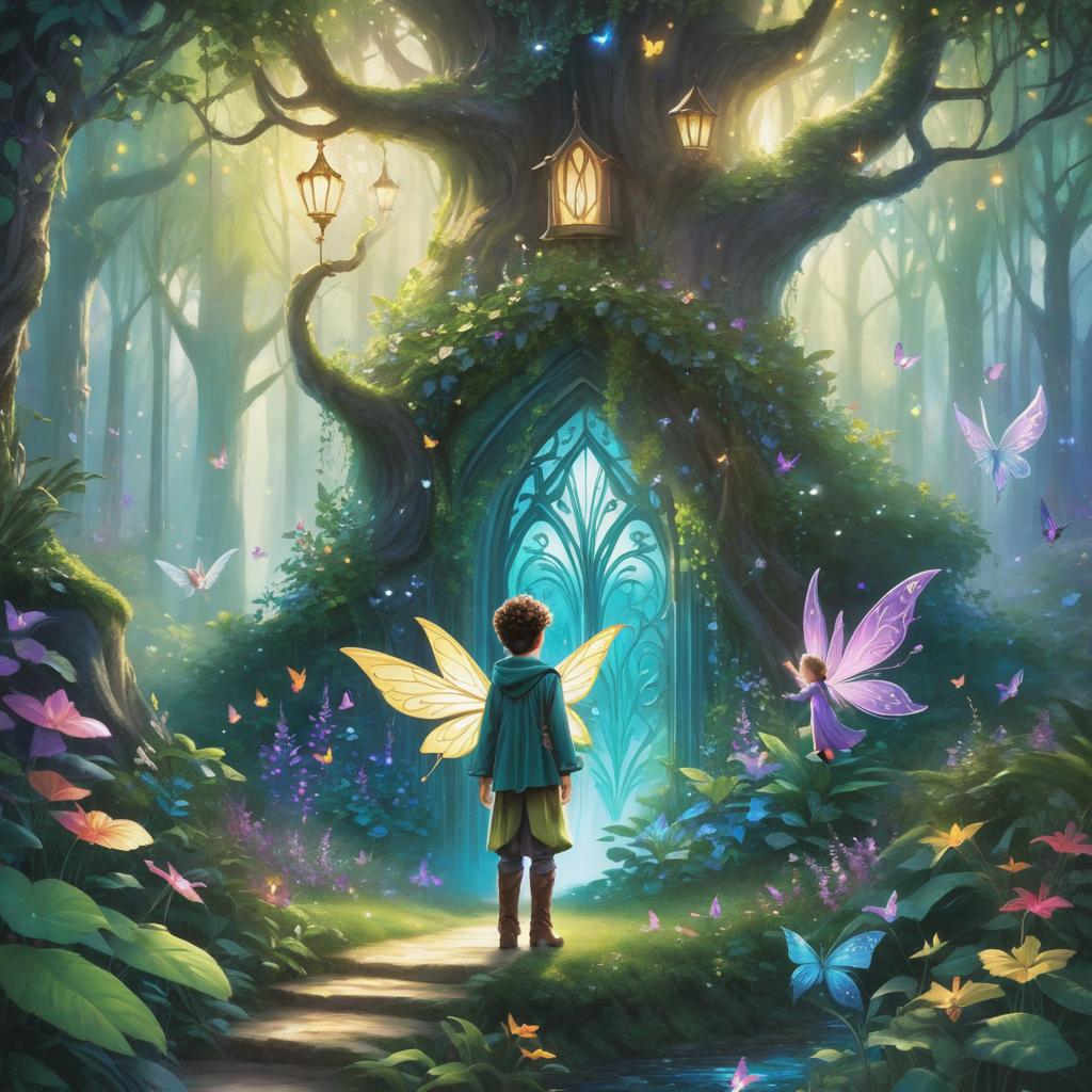  1. Add more complexity to the prince's expression to convey a deeper range of emotions and enhance the depth of the story.
2. Add more details to the fairy's wings to emphasize the fantastical element and create a more magical atmosphere.
3. Incorporate more intricate elements into the background of the enchanted forest, such as hidden creatures or symbols of magic, to create a more mysterious and rich environment. hyperrealistic, full body, detailed clothing, highly detailed, cinematic lighting, stunningly beautiful, intricate, sharp focus, f/1. 8, 85mm, (centered image composition), (professionally color graded), ((bright soft diffused light)), volumetric fog, trending on instagram, trending on tumblr, HDR 4K, 8K