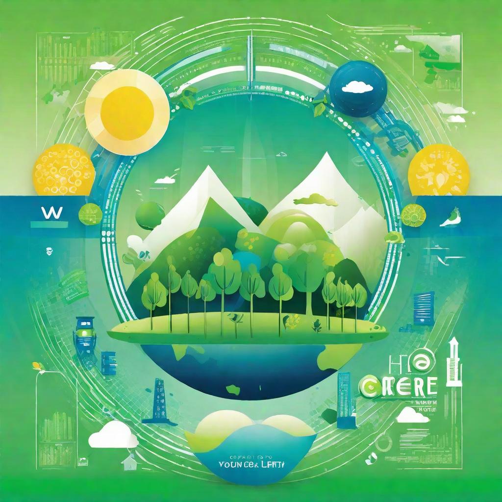  masterpiece, best quality,Background design: fresh green and blue gradient, representing harmony between nature and society. Core image design: a young man organizes an online environmental campaign through the network of Wopi. He uses smart devices to showcase his environmental projects, and the screen displays the slogan "cheer for the earth". The figure occupies the right half of the image and faces left.