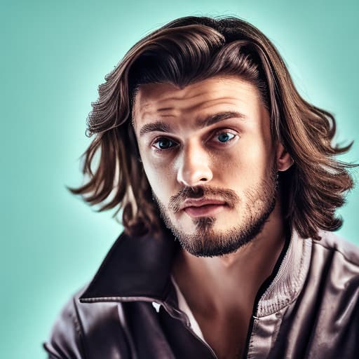 portrait+ style Russian queer mad TV actor brunette hunk dude face