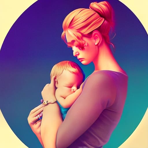  there is a woman holding a baby in her arms with a text overlay that reads with all love, zbrush contest winner, zbrush central contest winner, inspired by Anna Dittmann, inspired by Fabien Charuau, 3