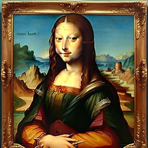  quiero que me hagas una foto de da vinci pintando la monalisa ，