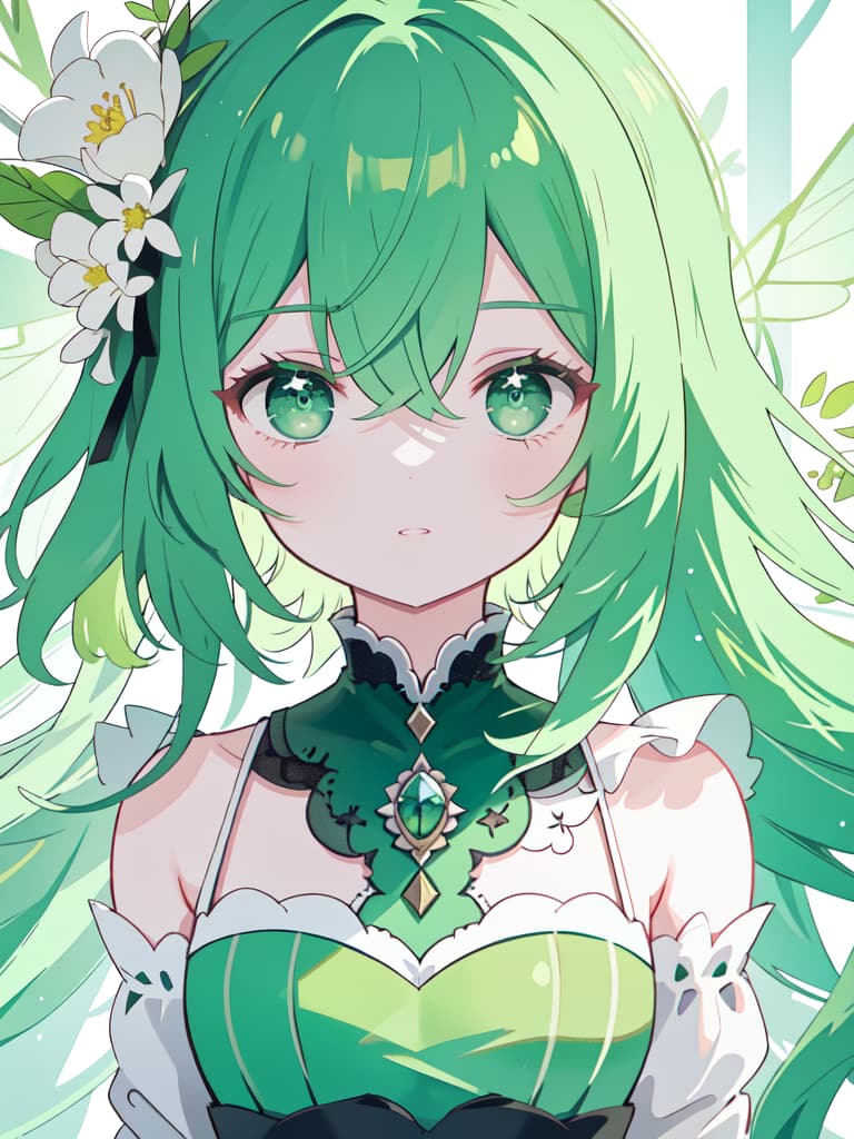  Green hair character chatting, masterpiece, best quality,8k,ultra detailed,high resolution,an extremely delicate and beautiful,hyper detail