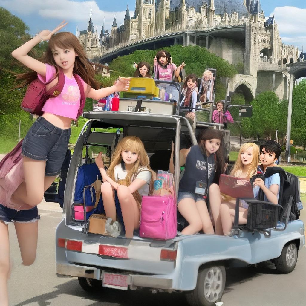  college students on a trip with princess