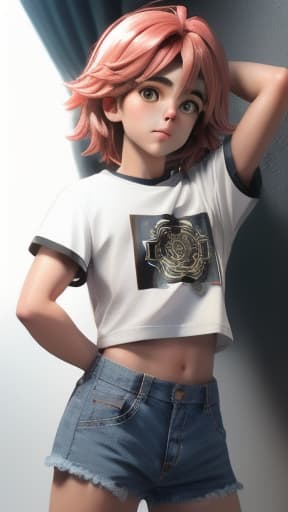  astolfo as boy wearing cropped t-shirt and showing big bulge over from below shot , hyperrealistic, high quality, highly detailed, cinematic lighting, intricate, sharp focus, f/1. 8, 85mm, (centered image composition), (professionally color graded), ((bright soft diffused light)), volumetric fog, trending on instagram, HDR 4K, 8K