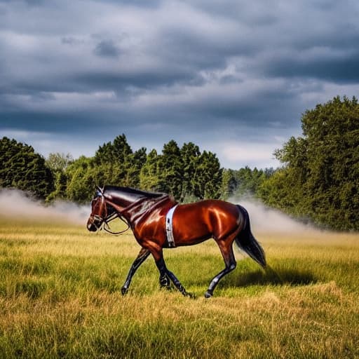  courses de chevaux hyperrealistic, full body, detailed clothing, highly detailed, cinematic lighting, stunningly beautiful, intricate, sharp focus, f/1. 8, 85mm, (centered image composition), (professionally color graded), ((bright soft diffused light)), volumetric fog, trending on instagram, trending on tumblr, HDR 4K, 8K