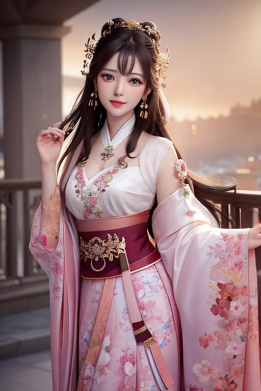  best quality, masterpiece, highres, 1girl,blush,(seductive smile:0.8),star shaped pupils,china hanfu,hair ornament,necklace, jewelry,Beautiful face,upon body, tyndall effect,photorealistic, dark studio, rim lighting, two tone lighting,(high detailed skin:1.2), 8k uhd, dslr, soft lighting, high quality, volumetric lighting, candid, Photograph, high resolution, 4k, 8k, Bokeh hyperrealistic, full body, detailed clothing, highly detailed, cinematic lighting, stunningly beautiful, intricate, sharp focus, f/1. 8, 85mm, (centered image composition), (professionally color graded), ((bright soft diffused light)), volumetric fog, trending on instagram, trending on tumblr, HDR 4K, 8K