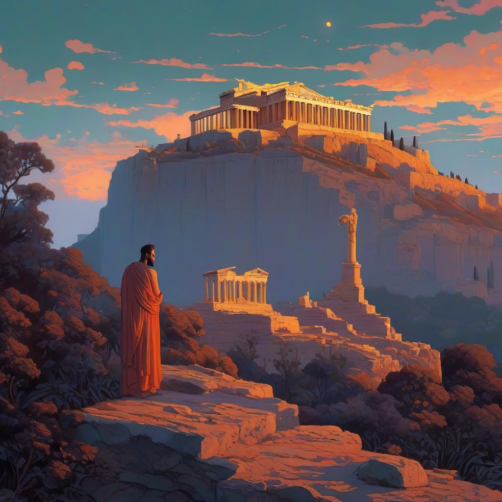  Digital art, landscape of a (Acropolis:1.2) , Extraordinary, Hungarian fauna, at Twilight, [ (art deco art by George Barbier:1.1) , (Asher Brown Durand:0.7) :1], Nu Goth Art, cinematic lighting, fine detail, located artistic, contemporary, atmosphere, dynamic, flowing, cool colors, magic atmosphere hyperrealistic, full body, detailed clothing, highly detailed, cinematic lighting, stunningly beautiful, intricate, sharp focus, f/1. 8, 85mm, (centered image composition), (professionally color graded), ((bright soft diffused light)), volumetric fog, trending on instagram, trending on tumblr, HDR 4K, 8K