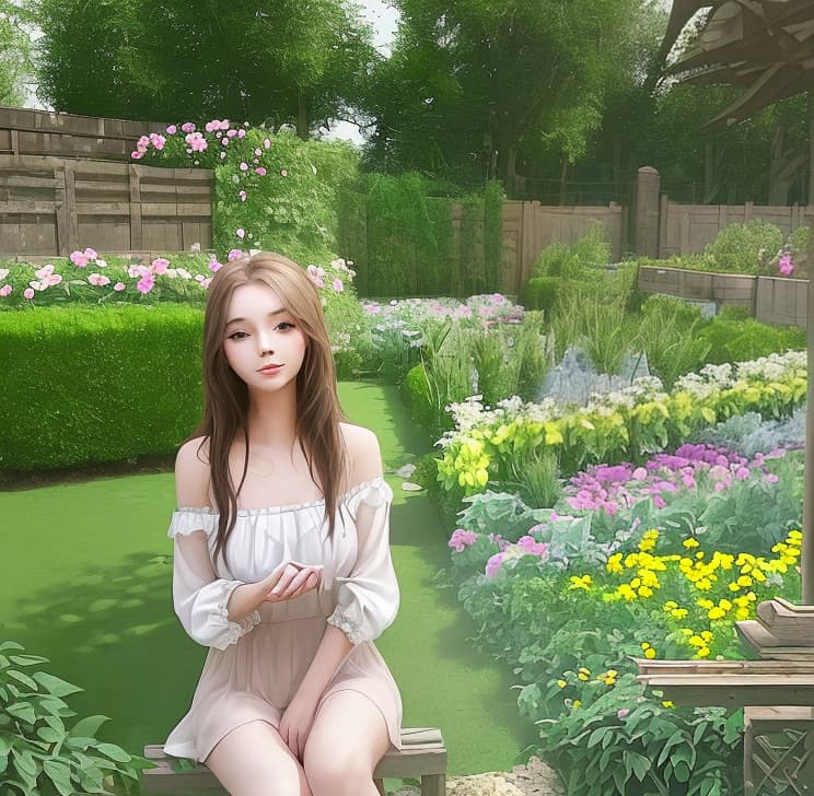  a beautiful girl and dream garden