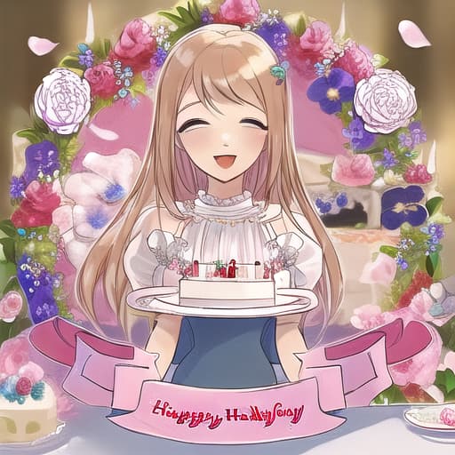  happy flowers and cake