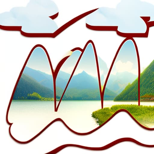 mdjrny-v4 style Mountains, lakes, boats, sun