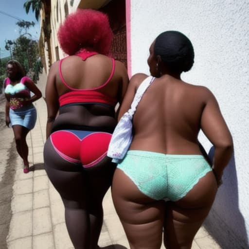  granny nalgona de Congo con su amiga en calzones en la calle