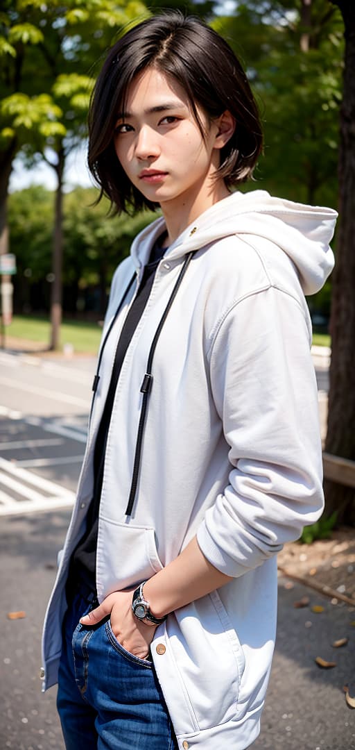  Best quality, masterpiece, ultra high res, (photorealistic:1.4), raw photo, (detail face:1.3), (realistic skin), deep shadow, dramatic lighting, handsome, cool, a guy, casual, hoodie, high school student, short hair, cargo pants, pullover, Kenshin Yamazaki, deep shadow, dramatic lighting, portrait, portrait size, unedited, symmetrical balance