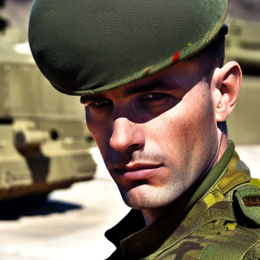 portrait+ style Spanish current soldier shooting