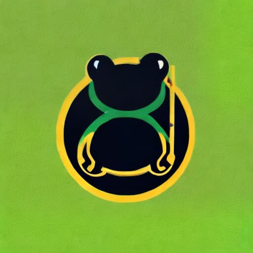 redshift style logo for music group quöllfrösch gugge. black dressed frog looking like a musician