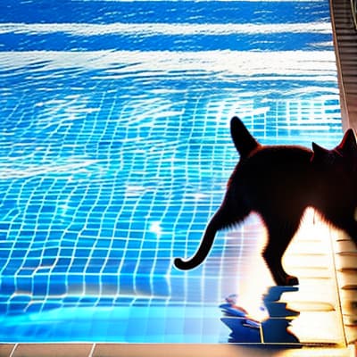 nvinkpunk A cat in the pool dancing with dog. hyperrealistic, full body, detailed clothing, highly detailed, cinematic lighting, stunningly beautiful, intricate, sharp focus, f/1. 8, 85mm, (centered image composition), (professionally color graded), ((bright soft diffused light)), volumetric fog, trending on instagram, trending on tumblr, HDR 4K, 8K