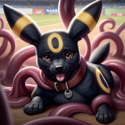  ((Umbreon)), , (((hard penetration of the tentacle into the , ears and , bulge on the stomach))), anatomically correct, gaping ,in the center of the stadium, (wearing a Pokemon trainer's cap), public humiliation, in front of witnesses, in the crowd ,knot, dog , feet towards the viewer, lying with his paws towards the viewer, penetration, public indecency, ,sperm in , , , tears, scaredy boy, tongue, ready to , after , sweat, tired, collar, cute,, , presenting , , s,, raised tail, paws,, best quality, shaded, extreme detail, highly detailed, ultradetailed, intricate, realistic, detailed background, hi res, realistic, photography \(artwork\), (by kenket