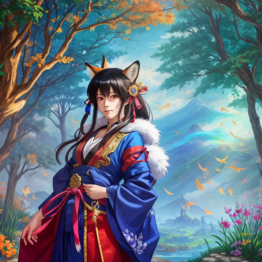  as a painting, portrait of trickster wearing the fox mask, anime fantasy illustration by tomoyuki yamasaki, kyoto studio, madhouse, ufotable, trending on artstation